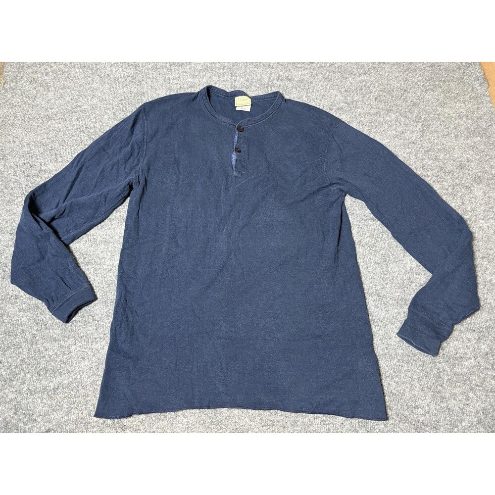 Vintage L.L. Bean Shirt Mens XL Blue Long Sleeve River Driver Henley USA Thermal